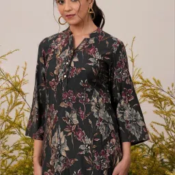 Libas Black Printed A Line Short Kurti image 1