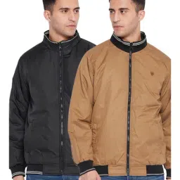 Cantabil Black & Mustard Regular Fit Reversible Jacket-picture-31