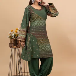 KIDAR Woven Design Round Neck Romantic Florals Tunic & Trousers image 2