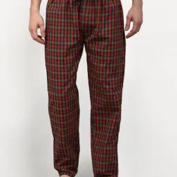 Jainish Orange Cotton Regular Fit Checks Trackpants-image-95