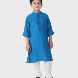 Fabindia Kids Blue Cotton Printed Kurta-picture-28