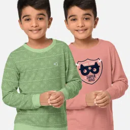 HELLCAT Green & Pink Printed Full Sleeves T-Shirt (Pack Of 2)-image-34