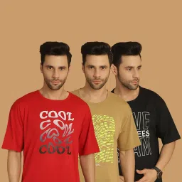 Vimal Jonney Multicolor Regular Fit Printed Crew T-Shirt - Pack of 3 image 1
