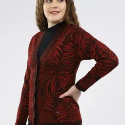 MONTE CARLO Maroon Printed Cardigan image 4
