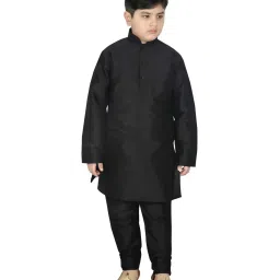 SG Yuvraj Kids Yellow & Black Printed Full Sleeves Kurta Set image 4