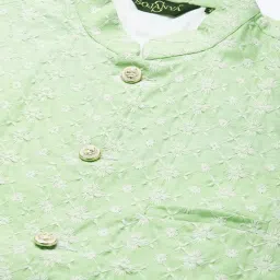 SOJANYA Light Green Comfort Fit Embroidered Nehru Jacket image 5