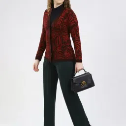 MONTE CARLO Maroon Printed Cardigan image 5