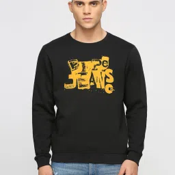Pepe Jeans Black Regular Fit Graphic Print Cotton Sweatshirt image 1