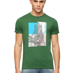 Pepe Jeans Green Slim Fit Graphic Print Cotton Crew T-Shirt image 1