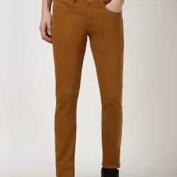 Peter England Casuals Brown Cotton Slim Fit Jeans image 1