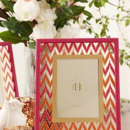 Pure Home and Living Pink Faux Leather Photo Frames image 1