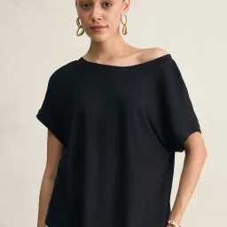 FEMMELLA Black Relaxed Fit Solid Top image 1
