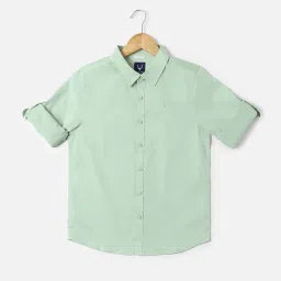 Allen Solly Kids Green Cotton Slim Fit Full Sleeves Shirt image 1