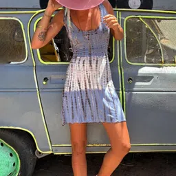 StyleCast x Revolte Tie and Dye Georgette A-Line Dress image 1