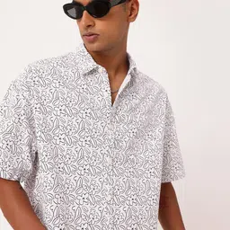 WROGN Urban Monochrome Floral Printed Oversized Shirt image 2