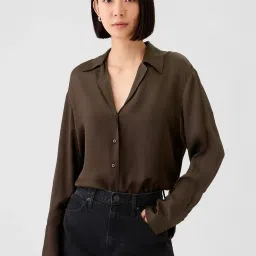 GAP Brown Solid Long Sleeves Shirt image 1