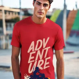 Bewakoof Red Regular Fit Graphic T-Shirt image 1