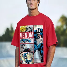 Bewakoof Red Relaxed Fit Graphic T-Shirt image 1