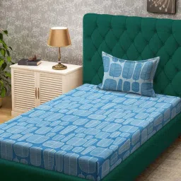 Klotthe Turquoise 300 TC Polycotton Single Bedsheet with Pillow Cover image 1
