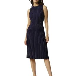 Allen Solly Navy Regular fit Stripes Midi Dresses-picture-47