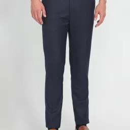Arrow Navy Slim Fit Self Pattern Trousers image 1