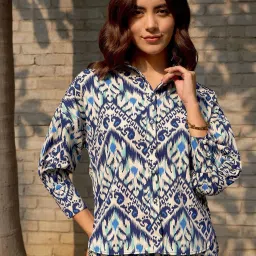 Rare Navy & Beige Printed Shirt image 1