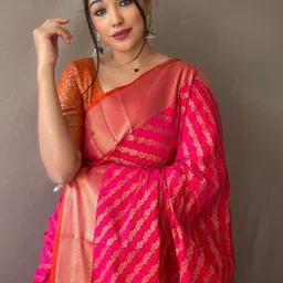 all about you Woven Design Zari Pure Silk Patola Saree image 3