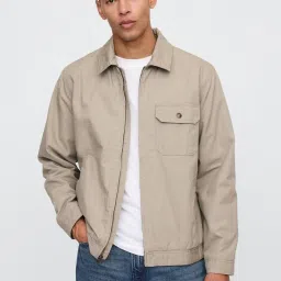 GAP Brown Cotton Regular Fit Solid Jacket image 1
