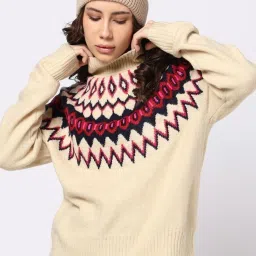 GAP Ecru Regular Fit Geometric Sweater image 1