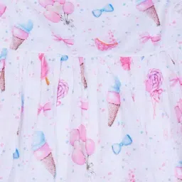 One Friday Kids White Printed Regular Fit Dress Set image 4