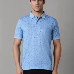 Louis Philippe Blue Cotton Regular Fit Printed Polo T-Shirt image 1