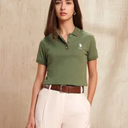 U.S. Polo Assn. Olive Cotton Regular Fit Polo T-Shirt image 1