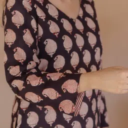 The Indian Ethnic Co Black Cotton Slim Fit Printed Kurta image 5