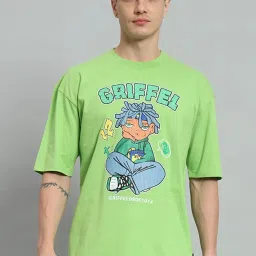 Griffel Green Cotton Loose Fit Printed T-Shirt image 1