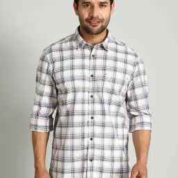 Indian Terrain Off White Regular Fit Checks Shirt image 1