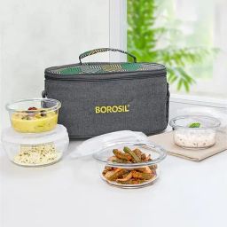 Borosil Foodluck Olive Lunch Box Set of 4 ( Olive, 240 ml, 400 ml)-picture-5