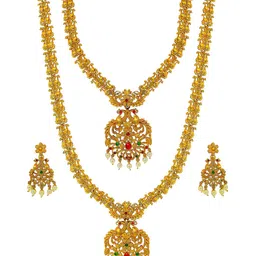 NAGNESHI ART Gold-Plated Artificial Stone-Studded & Beaded Jewellery Set image 4