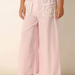 VERO MODA GIRL Pink Cotton Embroidered Pants-picture-15