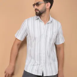 Crimsoune Club White Cotton Slim Fit Stripes-picture-39