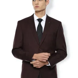 Van Heusen Maroon Slim Fit Self Pattern Blazer image 1