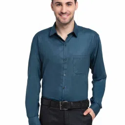 Jainish Navy Cotton Regular Fit Shirt image 1
