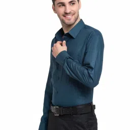 Jainish Navy Cotton Regular Fit Shirt image 3