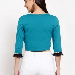Style Quotient Teal Crop Shurg image 2