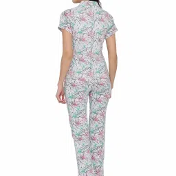 Clovia Grey Printed Shirt & Pyjama Set image 2