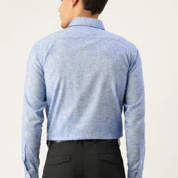 Jainish Blue Cotton Regular Fit Texture Shirt image 2