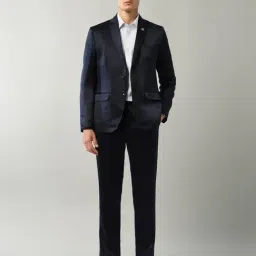 AD by Arvind Blue Regular Fit Solid Two Piece Suit-image-8