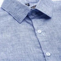 Jainish Blue Cotton Regular Fit Texture Shirt image 4