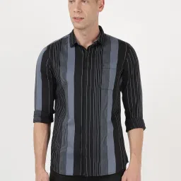 Lee Black Cotton Slim Fit Striped Shirt image 1