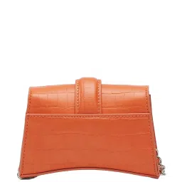 Miraggio Orange Textured Small Sling Handbag image 3