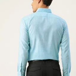 Jainish Blue Cotton Regular Fit Texture Shirt image 2